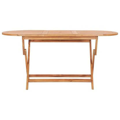 BOWERY HILL 9-Piece Solid Teak Wood Outdoor Dining Set, Natural Teak Finish, Folding Rectangular Table and 8 Chairs, Durable Water-Resistant Patio Furniture, Comfortable Seating for Garden or Terrace