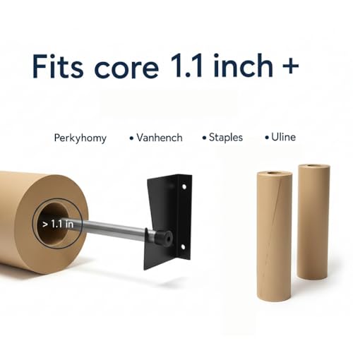 2-Pack Wall Mount Roll Rack Holder & Butcher Paper Dispenser - Heavy Duty Adjustable 28 to 60 Inch - Bubble Wrap Dispenser, Kraft Paper Roll Holder & Vinyl Wrap Holder (100 Lb Capacity)