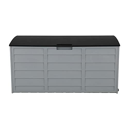 Vasitelan 75 Gallon Outdoor Storage Box, Lockable Plastic Storage Containers with Lid, Patio Deck Box Furniture for Garden, Pool, Balcony, Yard (Gray&Black) - color: Gray&Black