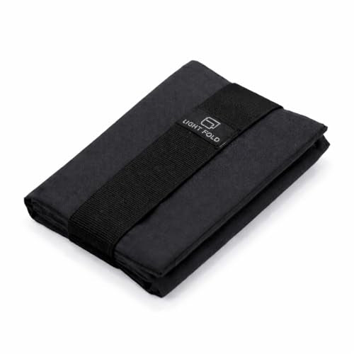LIGHT FOLD Ultra Slim Tri-Fold Wallet with RFID Blocking, Lightweight Minimalist Men’s Wallet with Elastic Band, Waterproof Durable Nylon Fabric, Slim Front Pocket Card Holder Fits 12 Cards & Cash - color: Black