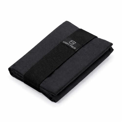 LIGHT FOLD Ultra Slim Tri-Fold Wallet with RFID Blocking, Lightweight Minimalist Men’s Wallet with Elastic Band, Waterproof Durable Nylon Fabric, Slim Front Pocket Card Holder Fits 12 Cards & Cash - color: Black
