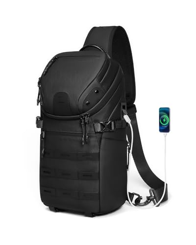Somago Crossbody Sling Backpack Sling Bag Travel Hiking Chest Bag Daypack Single Shoulder Bag (Black) - color: Black