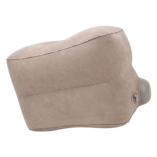 Foot Rest Pillow Inflatable Two Layer Single Air Valve PVC Flocking Portable Reducing Fatigue Airplane Foot Pillow for Office Home Travel (Grey) - color: Grey