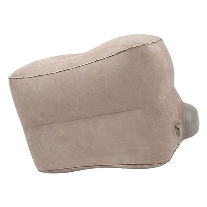 Foot Rest Pillow Inflatable Two Layer Single Air Valve PVC Flocking Portable Reducing Fatigue Airplane Foot Pillow for Office Home Travel (Grey) - color: Grey
