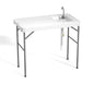 Fish Cleaning Table with Sink, 42.5" Folding Camping Table & Fish Cleaning Station with Measure Mark, Camping Sink with Hose Hookup for Outdoor Picnic, Beach, Dock & Patio Use - style: Fish cleaning table new