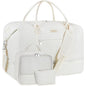 ITIEZY Weekender Overnight Bag for Women - Large Travel Duffel Bag with Shoe Compartment, Gym Duffel Bag Hospital Bag Carry On Tote Bags for Airplanes with Crossbody Bag Toiletry Bag 3Pcs Set - color: 9A-Off White