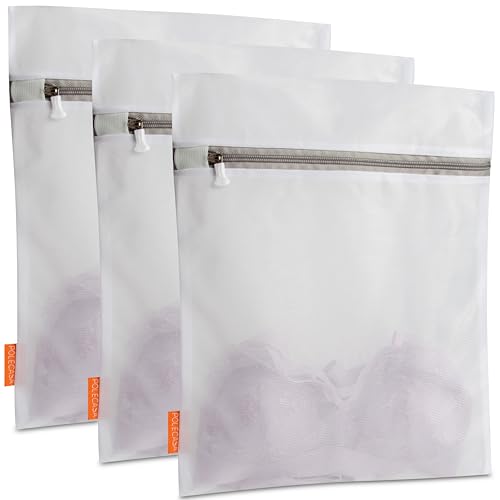 Polecasa Mesh Laundry Bags 3 Pack 12 x 16" (Medium) - Durable Zipper Wash Bags for Delicates, Lingerie, Bras, Underwear - Protect Garments in Washing Machine - size: 3 Medium