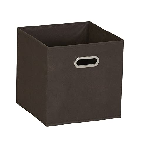 Household Essentials Foldable Fabric Storage Cubes 6-Pack – 11x11x11 Stackable Non-Woven Bins with Chipboard Sides & Grommet Handles – Closet, Shelf, Nursery, or Office Organizer – Chocolate Brown - color: Brown, size: 11” L x 11” W x 11” H