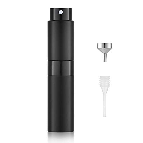 LISAPACK 8ML Atomizer Perfume Spray Bottle for Travel, Empty Refillable Cologne Dispenser, Portable Sprayer (Matte Black) - color: Matte Black
