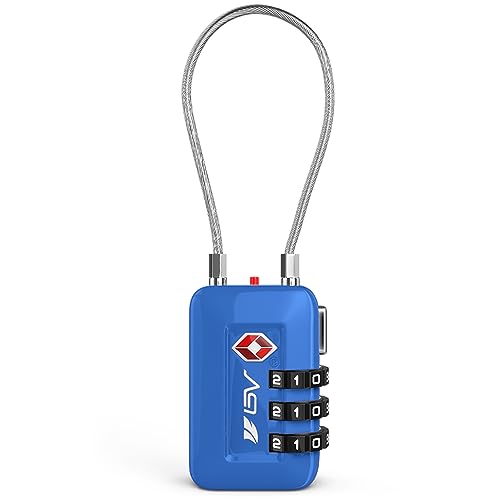 TSA Accepted Luggage Travel Lock, Set-Your-Own Combination Lock for School Gym Locker, Luggage Suitcase Baggage Locks, Filing Cabinets, Toolbox, Case (Blue, 1 Pack) - color: Blue, size: 1 Pack