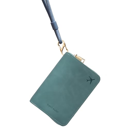 RFID Passport Holder for Travel, Passport Cover Wallet with Detachable Neck Strap & Wrist Lanyard, Passport Case for Women Men (Aqua Blue) - color: Aqua Blue