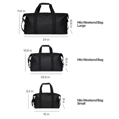 RAINS Hilo Weekend Bag Small - Green Waterproof Travel Duffel for Men and Women - Compact Black Duffle with Coated Zip, Adjustable Strap, Compression Straps - 2 Year Warranty - color: Green