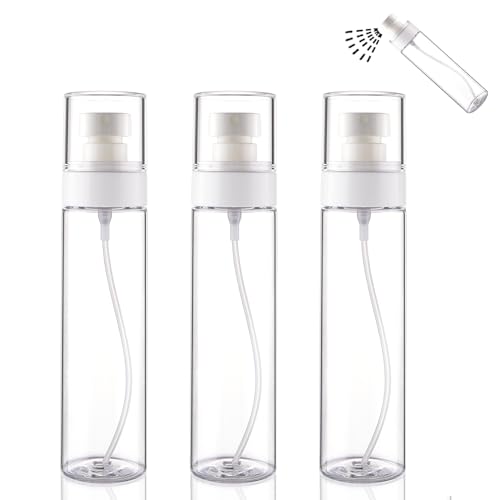 Cosywell Fine Mist Spray Bottles TSA Approved 3.4oz/100ml 3 Pack Leak Proof Travel Size Bottles Refillable Plastic Hair Spray Bottle for Perfume Skincare Toners Water Cosmetics (3Clear)