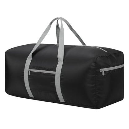 iFARADAY Foldable Duffle Bag for Travel - 30 inch / 75L Large Spare Travel Duffel Bag Lightweight with Trolley Sleeve - Black - color: Black-75L(with trolley sleeve)