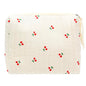 PAZIMIIK Quilted Makeup Bag Large Travel Zipper Soft Cosmetic Pouch for Women Girls Make Up,Cherry Beige - color: Cherry Beige, size: 1 PCS Pouch