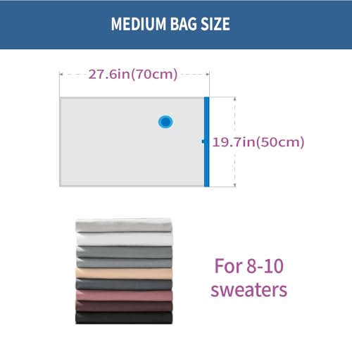 7 Pack Medium Space Saver Vacuum Storage Bags | Vacuum Sealed Compression Bags With Hand Pump, Space Saving For Travel, Clothing, Packing, Winter Coats, Sweaters and Shirts - size: 7-Medium