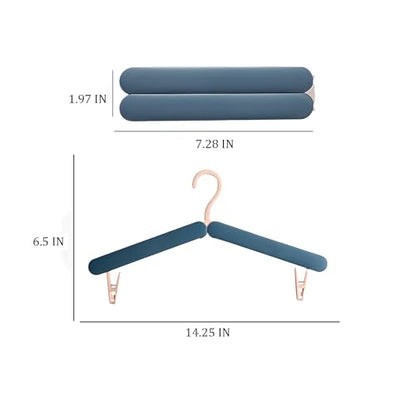 4 Pack Travel Hangers,Foldable Hangers,with Hidden Clips,Lightweight and Portable,Space Saving,Suitable for Skirts, Pants,Suits, Jackets, etc (Blue) - color: Blue