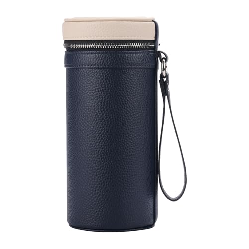 3 slots eyeglass case Leather sunglasses storage box, suitable for both men and women, Glasses Storage Holder Box - color: Blue/White