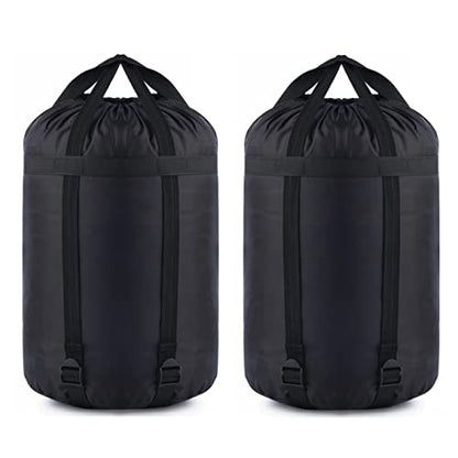 Compression Stuff Sack, 12L/24L/45L Sleeping Bag Cover Sack Sleeping Bags Storage Stuff Sack Organizer - Great Sleeping Bags Clothes Camping Hiking Backpacking - color: Black 12L-2 Pack
