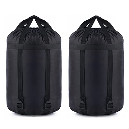 Compression Stuff Sack, 12L/24L/45L Sleeping Bag Cover Sack Sleeping Bags Storage Stuff Sack Organizer - Great Sleeping Bags Clothes Camping Hiking Backpacking - color: Black 45L-2 Pack
