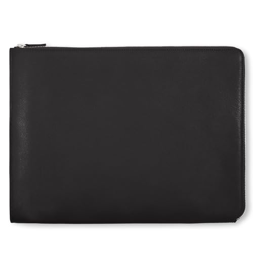 Leatherology Black Onyx Gusseted Document and Laptop Holder – Full Grain Leather Case for 13" & 15" Laptops with Expanding Pocket, Pen Slot & Microsuede Lining - color: Black Onyx