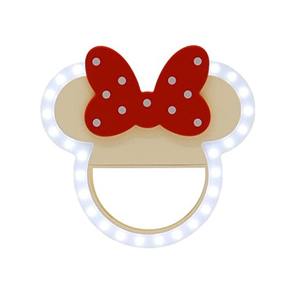 Impressions Vanity Disney Minnie Mouse GlowMe LED Beauty Ring Light with 3 Level Adjustable Brightness, Portable Clip on Phone Ring for Makeup and Tablet - color: White/Red