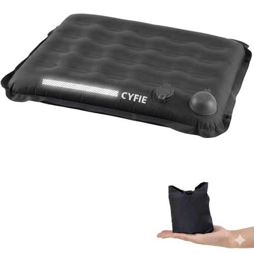 Cyfie Inflatable Seat Cushion for Stadium, Travel, Camping, Sport Event, Portable Press-Inflate Cushion Airplane Seat, 2.8" Thick Water-Resistant Lightweight Camping Seat Pad for Outdoor Activities - color: Deep Grey