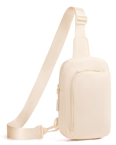 CHOLISS Small Crossbody Bags for Women and Men, Sling Bag for Women and Men Trendy, Fanny Packs Chest Bag with Extended Strap - color: Ivory
