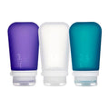 humangear GoToob+ Bottles - Silicone Leak-Proof Travel Tubes for Toiletries, Camping & TSA Carry-On (3-Pack), Large (3.4 fl oz; 100ml), Clear/Purple/Teal - color: Purple/Clear/Teal, size: 3.4 Ounces