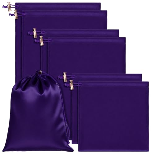 Toy Storage Bags, 6 Pcs Quality Satin Silk Drawstring Pouch Adjustable Microfiber Toy Organizer Bags Gift Bag Ditty Bag for Women Men Toys Underwear Sunglasses Cosmetic (Dark Purple, 3 Sizes) - color: Dark Purple