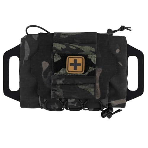 SABADO Rapid/Quick Deploy First Aid Kit Pack Tactical IFAK Pouch Two-Piece System Med Roll Carrier Hypalon Handle Outdoor Sport Hunting Bag - color: Black CP-87