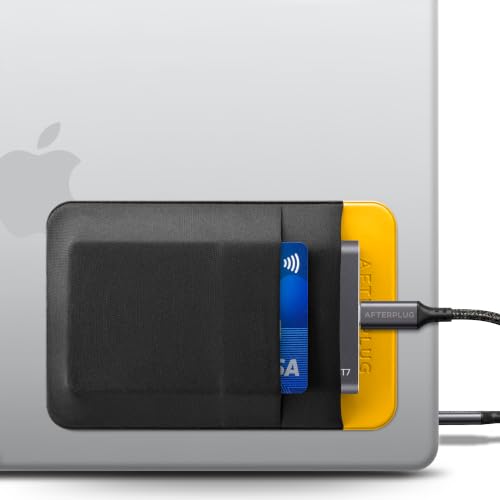 2-Pocket Adhesive Hard Drive Holder for Laptop, Stick-On Pocket Pouch for External Portable SSD, HDD, Slim Mouse and Cables (Small - Fits SSD) - color: Black & Yellow, size: Small