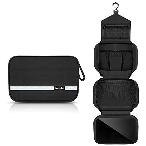 Travel Toiletry Bag for Women, Dopp Kit for Men, Waterproof Makeup Bag Shaving Bag with Hanging Hook, Portable Toiletry Organizer for Traveling and Camping - color: black