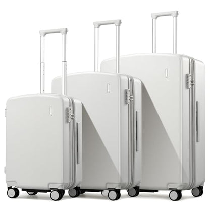 Hanke Expandable Hard Shell Luggage Sets 3 Pieces, 20/24 / 28 Inch Luggage Sets with Spinner Wheels, Durable PC Hardside Rolling Suitcase with TSA Lock for Travel (20/24/28 Inch, Smoke White) - color: Smoke White, size: Expandable 3-Piece Set(20/24/28)