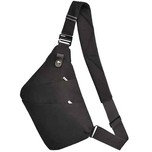 OSOCE Crossbody Sling Bag, Water-Resistant Anti Theft Chest Pack, Minimalist Commuter Daypack for Travel Hiking Work - color: Black, size: Large