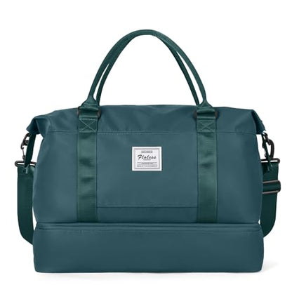 Travel Duffel Bag with Shoes Compartment, Overnight Weekender Bags for Women,Carry on Personal Item Bag，Extra Large - color: A-Peacock Blue, size: Extra Large