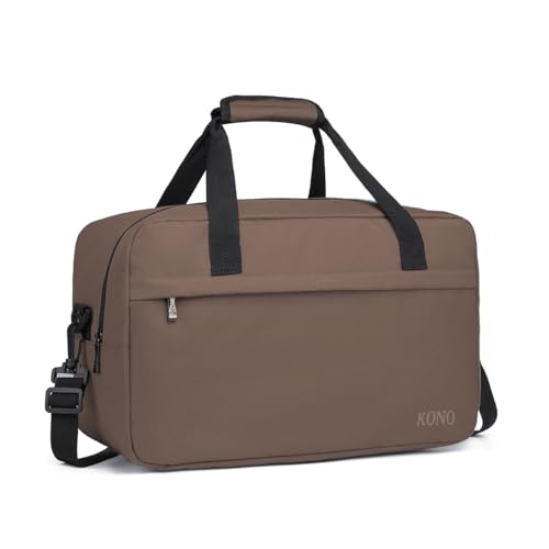Kono Travel Duffel 20L Under Seat Carry-On Sports Tote Gym Weekender Overnight Bag - Brown, 15.75"x9.84"x7.87" - color: Brown, size: M(15.75in x 9.84in x 7.87in)-20L