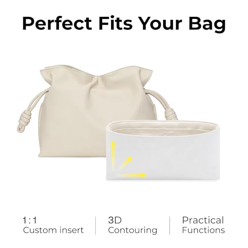 Purse Organizer Insert for LOEWE Flamenco M Handbag,Custom Fit Inside Premium Craie Lightweight WaterResistant Tote Bag Insert with Cup Holder Accessories - color: Craie, size: Fits-Flamenco M