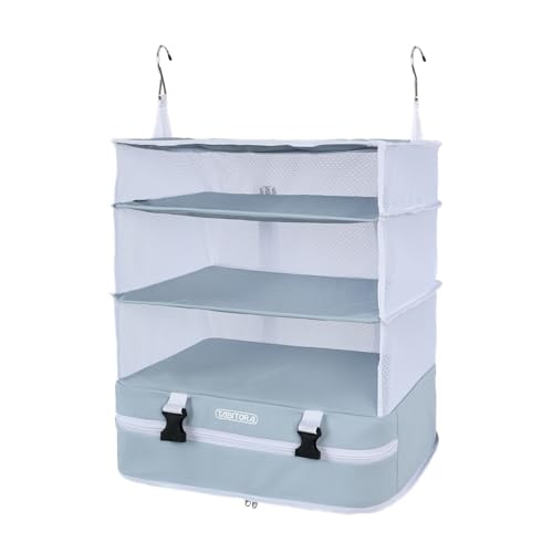 TABITORA Portable Hanging Travel Shelves Bag Packing Cube Organizer Suitcase Storage Large Capacity - color: Lightblue, size: L
