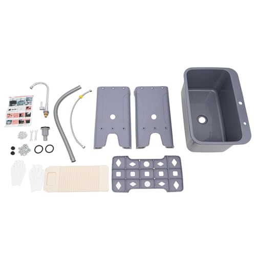 Laundry Sink, Freestanding Plastic Laundry Sink With Washboard Utility Sink Laundry Tub Indoor and Outdoor Utility Sink with Faucet Hoses Drain Kit for Laundry Room Washing Room Garden Garage - color: 23.62*15.75*30.12in -Gray