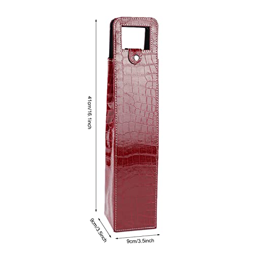 Tomotato Leather Wine Bottle Carrier, Stylish PU Leather Wine Tote Bag with Hard Shell Protection, Portable Single Bottle Holder, Red, for Picnic Beach Party Travel Wedding Housewarming - color: Red