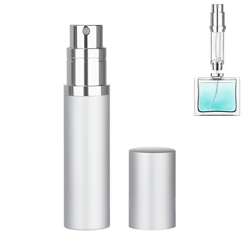 Refillable Perfume Atomizer Travel Bottle 5ml Leakproof Luxury Travel Perfume Refillable Bottle, Portable Fragrance Atomiser (Silver) - color: Silver