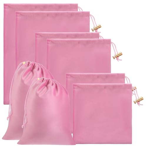 Toy Storage Bags, 6 Pcs Quality Liss Velvet Drawstring Pouch Adjustable Microfiber Toy Organizer Bags Gift Bag Foldable Ditty Bag for Women Men Toys Underwear Sunglasses Cosmetic (Pink 3 Sizes) - color: Pink Velvet