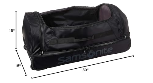Samsonite Andante 2 Wheeled Duffel Bag – 32-Inch Durable Rolling Luggage with Inline Skate Wheels, Push-Button Handle & Spacious Compartments – Travel-Friendly and Lightweight - All Black - color: All Black, size: 32-Inch