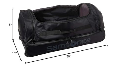 Samsonite Andante 2 Wheeled Duffel Bag – 32-Inch Durable Rolling Luggage with Inline Skate Wheels, Push-Button Handle & Spacious Compartments – Travel-Friendly and Lightweight - All Black - color: All Black, size: 32-Inch
