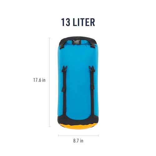 Sea to Summit eVac Compression Dry Bag, Waterproof Compression Sack, 13 Liter, Turkish Tile Blue - color: Turkish Tile Blue, style: 13 Liter
