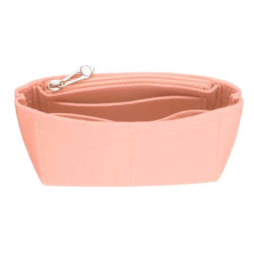 uxcell Purse Organizer Insert, Small Felt Handbag Organizer Mini Bag Storage & Finishing Inner Bag Liner with Zipper for Chic Backpack Tote Shoulder Bags, Pink - color: Pink