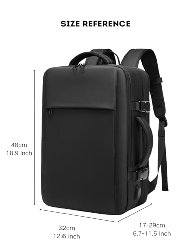 Vacuum Seal Travel Backpack 60L Expandable Air Compression System, Water Resistant Airline Approved Carry-On Suitcase Luggage, Black - Vacuum Pump Included