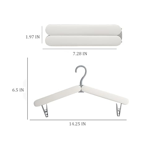 4 Pack Travel Hangers,Foldable Hangers,with Hidden Clips,Lightweight and Portable,Space Saving,Suitable for Skirts, Pants,Suits, Jackets, etc (White) - color: White