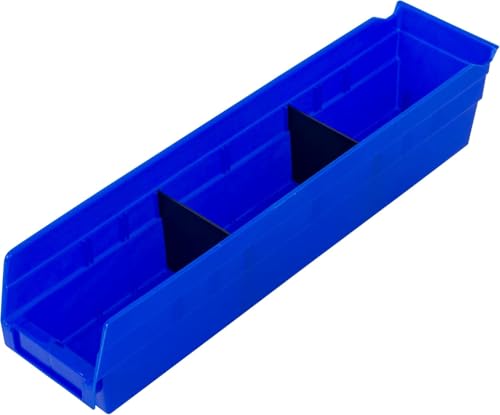 Akro-Mils 30128 Plastic Shelf Bins, Heavy Duty Storage Bins for Garage, Closet, and Drawer Organization, 18 x 4 x 4 inches, Blue, 12-Pack - color: Blue